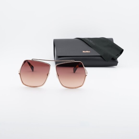 Max Mara Elsa MM0006 28F Geometric Sunglasses - Shiny Rose Gold/Brown Gradient main image 4